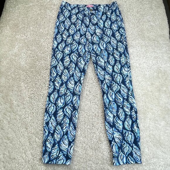 Lilly Pulitzer Keliani Stretch Pant High Tide Navy Blue Womens 10 - Picture 2 of 9